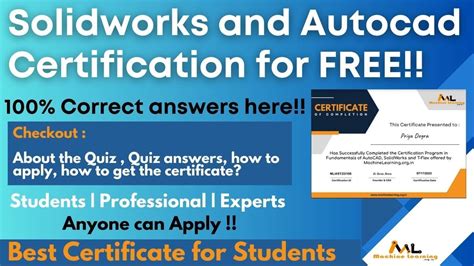 Solidworks Auto CAD Certificate Free Online Certification For