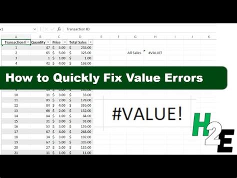 How To Fix VALUE Errors In Excel YouTube