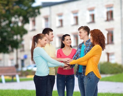 Konzept Freundschaft Bildung Teamarbeit Gesten Und Menschen Eine