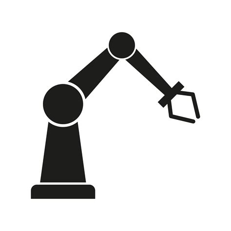 Robotic Arm Black Vector Icon On White Background Vector Art