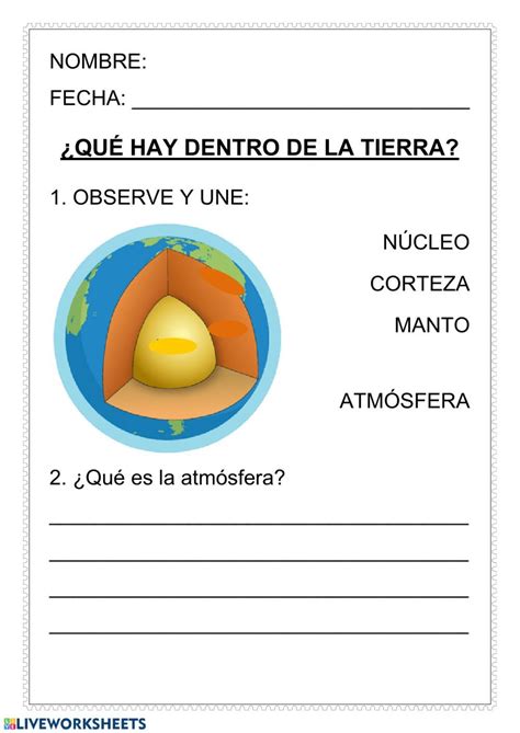 Ejercicio Interactivo De Las Capas De La Tierra Para Primero De Primaria Puedes Hacer Capas