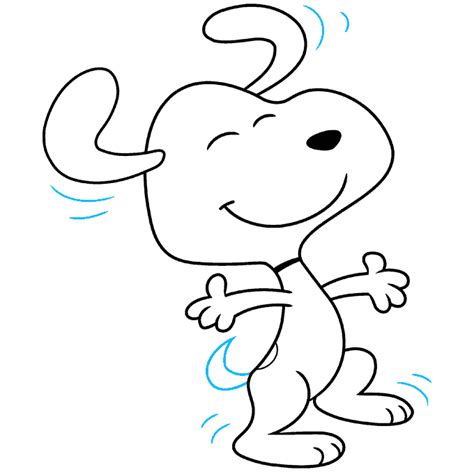 How to Draw Snoopy from Peanuts Dancing - Really Easy Drawing Tutorial