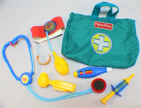 Fisher Price Preschool Doctor Bag Kit Stethoscope Bandaid, Blood Pressure Shot | Dragonfly Whispers