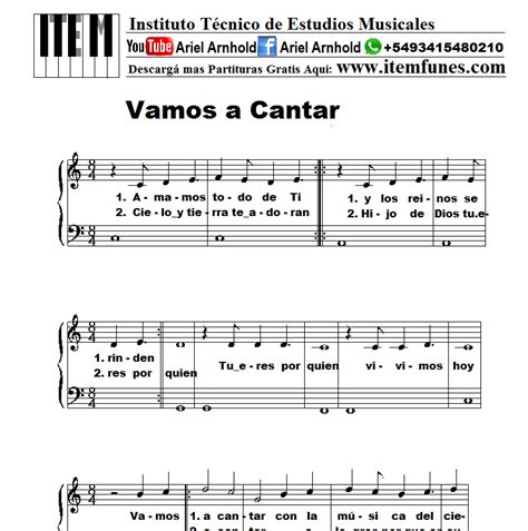 Vamos A Cantar Con La Musica Del Cielo Partitura Cristiana Notas Acordes