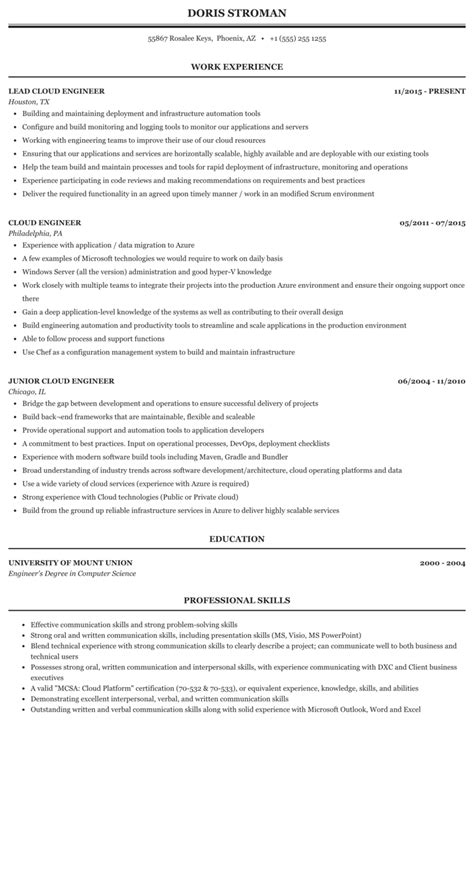 Cloud Engineer Resume Examples For 2023 Resume Worded 44 Off