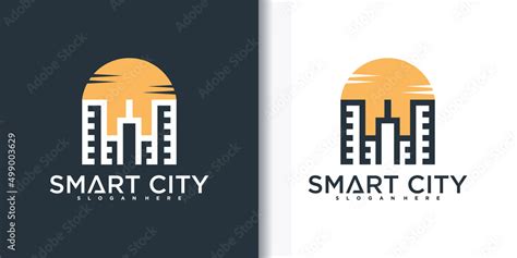 Modern smart city logo design with creative city building design ...