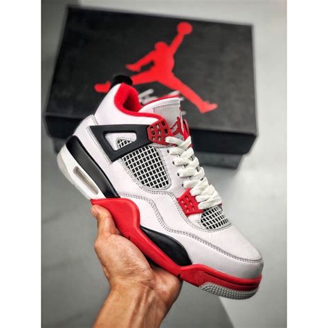 Tênis Nike Jordan 4 Retro Masculino Branco Vermelho Esportivo Basquete