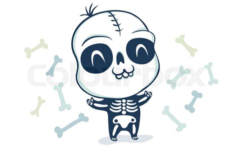 Skeleton in kawaii style | Stock vector | Colourbox