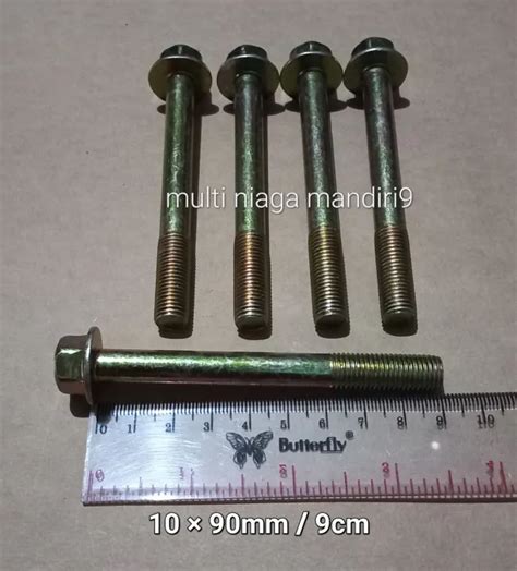 Baut Topi Baut Flange Bolt M Mm Baja Kuning Kunci Mm