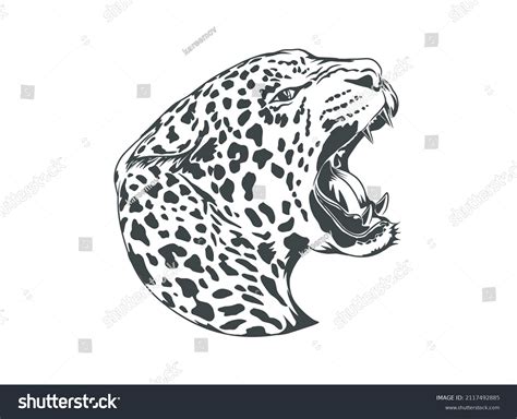 Head Leopard Vector Hand Drawing Art Stock Vector (Royalty Free) 2117492885