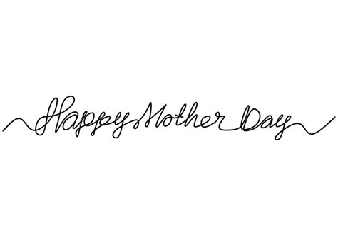 Happy Mothers Day Handwritten Lettering Continuous Line Drawing Text