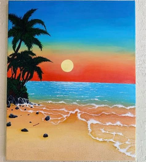 Acrylic Beach Sunset Paintings