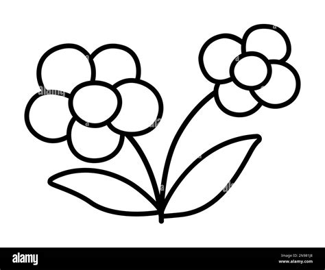 Vector simple black and white flower icon. First blooming plant outline ...