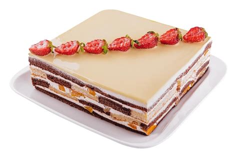 Torta En Capas De Vainilla Y Chocolate Con Fresas Foto Premium