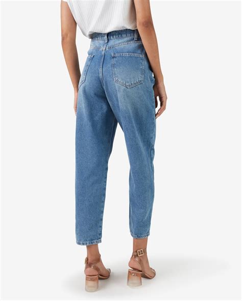 Riachuelo Cal A Jeans Feminina Slouchy Cintura Alta Liso Denim M Dio