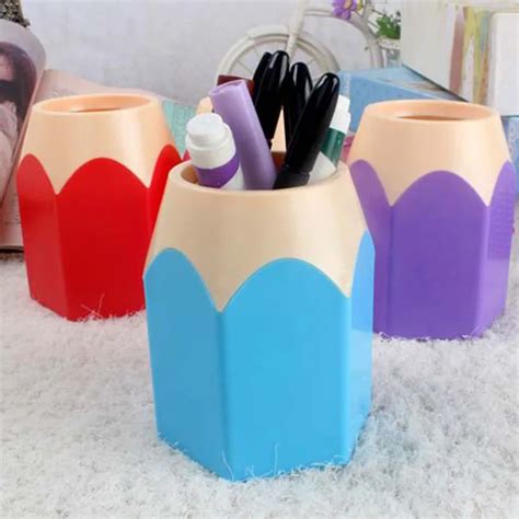 2pcs Lot Pencil Shape Pen Holder Pencil Box Stationery Desk Accessories Tidy Design Container