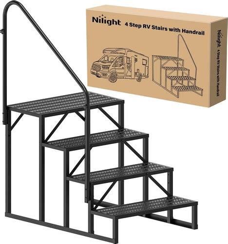 Nilight Rv Steps With Handrail Hot Tub Steps Outdoor Rv Stairs Step