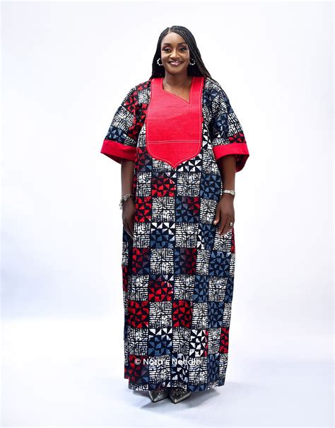 Ankara Adire Boubou With Embroidery Tie And Dye Bubu Long Kaftan By No