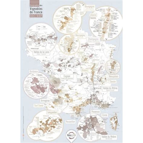 Affiche Poster Carte Des Vins De France Aoc Aop G Ographie Legante