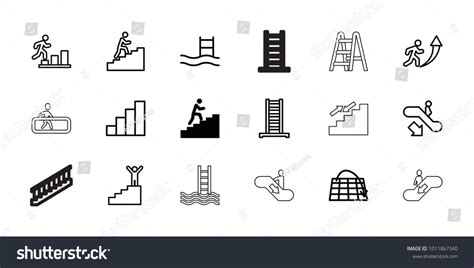 Staircase Icons Set Editable Outline Stock Vector Royalty Free