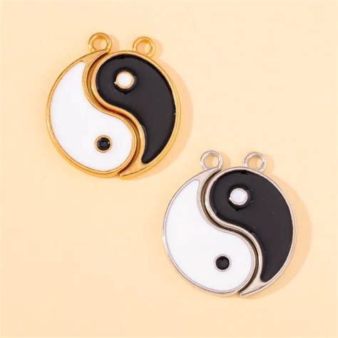 Pcs Enamel Yin Yang Kung Fu Tai Chi Gossip Charms Gold Silver Color