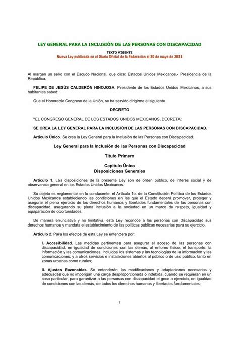 PDF LEY GENERAL PARA LA INCLUSI N DE LAS PERSONAS CON Shcp Gob Mx