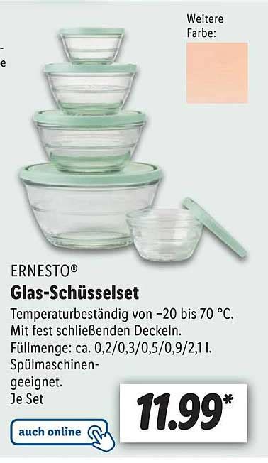 Ernesto Glas schüsselset Angebot bei Lidl