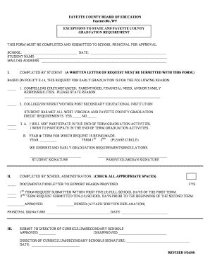 Fillable Online Boe Faye K Wv Early Graduation Request Form Revised