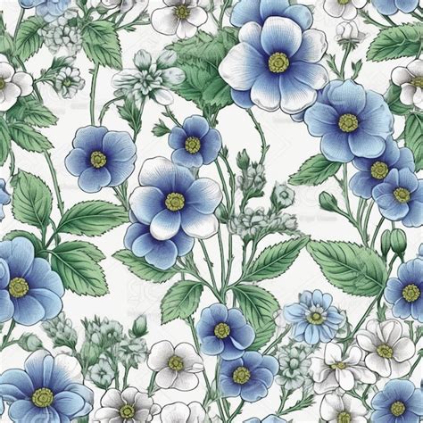 Premium Photo Seamless Pattern With Blue Flowers On A White Background