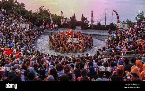 Kecak dance performance in Uluwatu temple - Bali. The performance took ...