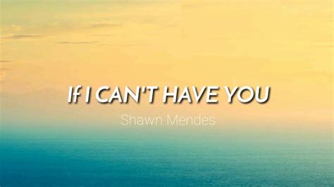 Shawn Mendes If I Cant Have You Lyrics Youtube