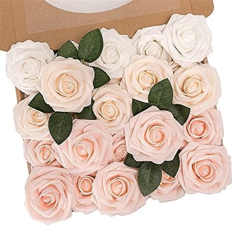 HomEdge Lot De 25 Roses Artificielles En Mousse Avec Tige Pour