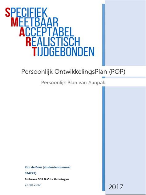 Persoonlijk Ontwikkelingsplan Plan Van Aanpak Pdf