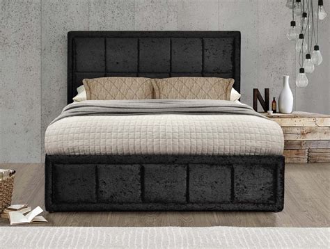 Hann Black Velvet Ottoman King Size Bed Frame King Size Ottoman Beds