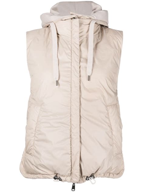 Brunello Cucinelli Neutral Reversible Hooded Gilet Neutrals