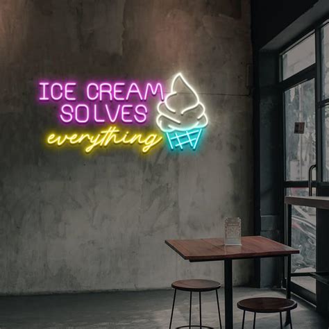 Zhzqwljwj Neon Sign Custom Ice Cream Solves Everything Neon Sign Custom Pink Led