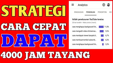 Cara Cepat Mendapat 4000 Jam Tayang Youtube YouTube