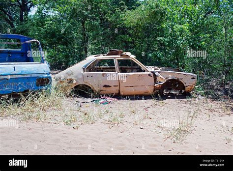 Wreck And Abandoned Car In Nairobi Kenya Africa Desert Stock Photo