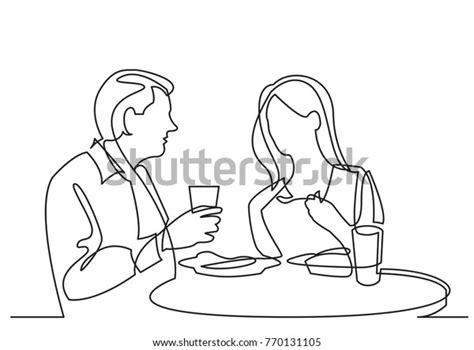 Continuous Line Drawing Man Woman Dining Stock Vector Royalty Free 770131105 Shutterstock