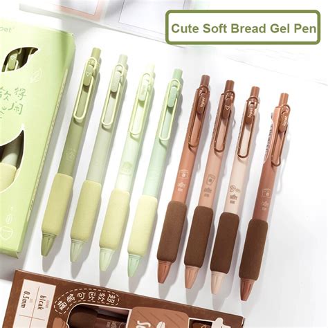 Ensemble De Stylos Gel Pain Doux Kawaii Mm Couleurs Matcha Caf