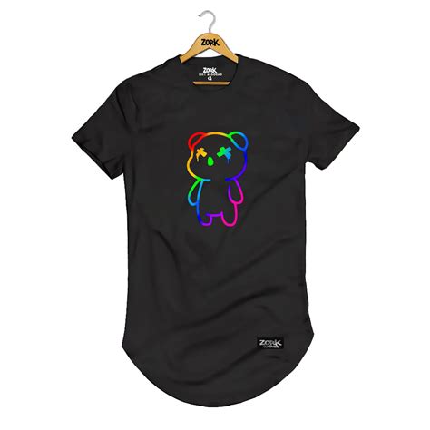 Camiseta Camisa Longline Masculina Urso Colorido Bear Algodao Shopee