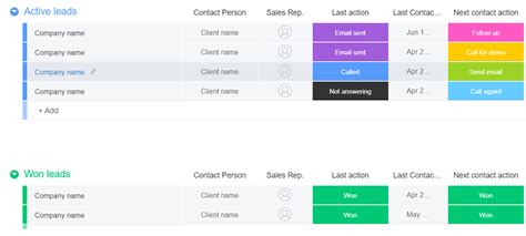 Monday Crm Template