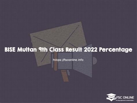 Bise Multan 9th Class Result 2022 Percentage Institution Wise