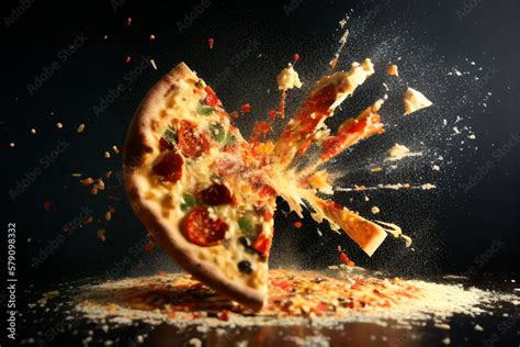 Stock Illustrationen Pizza And Splashes Of Cheese And Red Pepper