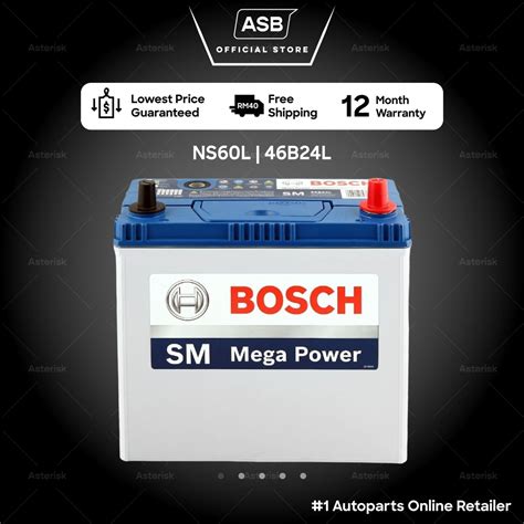 Bosch Battery Ns60l Ns60s Car Battery Bateri Ns60l 46b24l Bateri Kereta Batteri Kereta Wira Vios