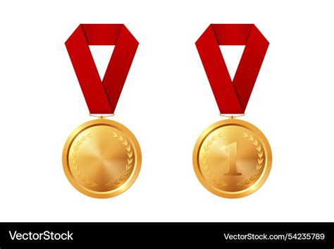 Gold Award Medal Icon Set With Color Royalty Free Vector