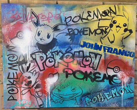 CUSTOM Pokemon Graffiti Mixed Media Painting made to order | Etsy