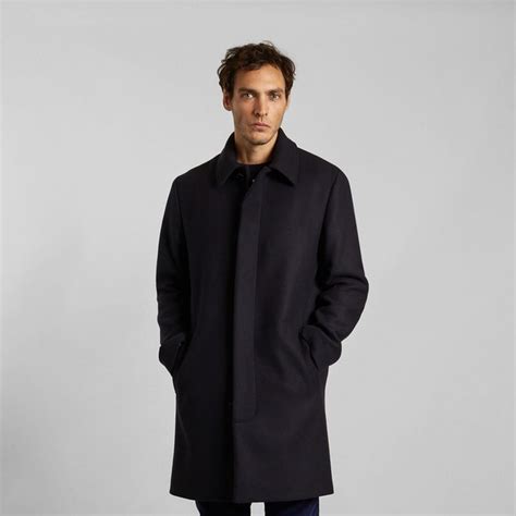 Soldes Manteau Droit En Laine Vierge Fabriqu En France Bleu Marine L