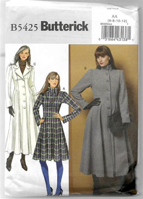 Uncut Misses Size 6 12 Sewing Pattern Butterick 5425 Etsy Coat