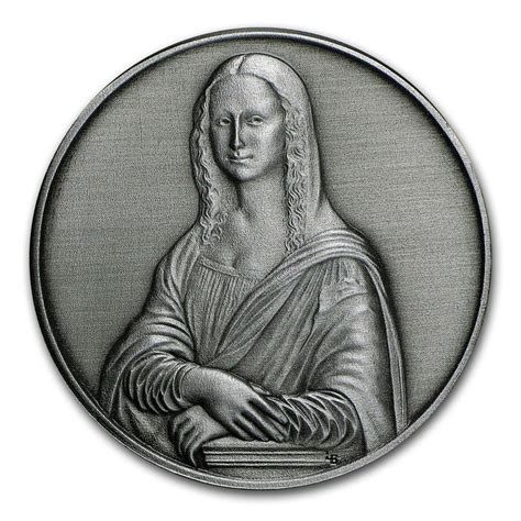 Leonardo DaVinci Mona Lisa 1 Oz 999 Silver Antiqued Finish Round